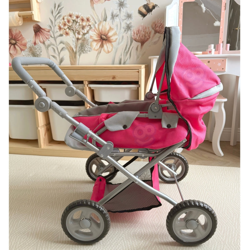 Lėlių vežimėlis 4in1, rožinis, WOOPIE