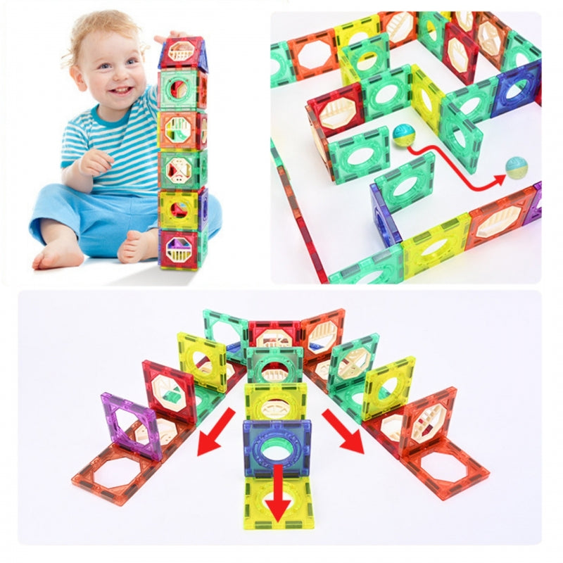 Magnetinis 3D konstruktorius vaikams „ Rutulinis takelis“ 126 vnt. WOOPIE