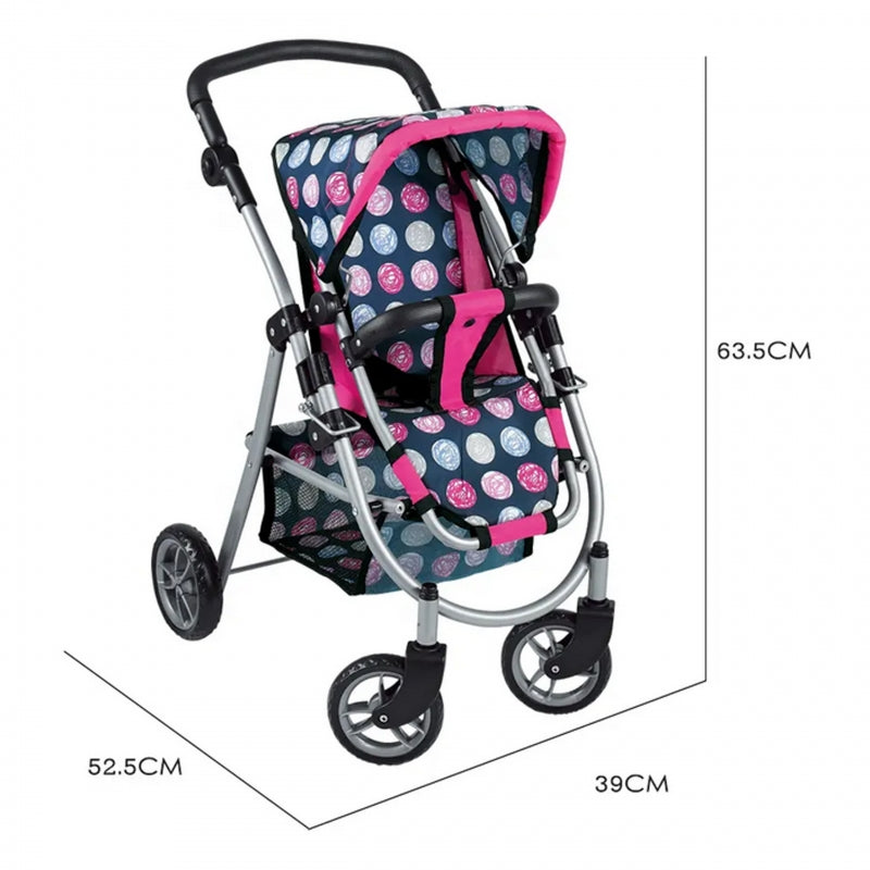 Žaislinis lėlių vežimėlis 4 ratai, WOOPIE