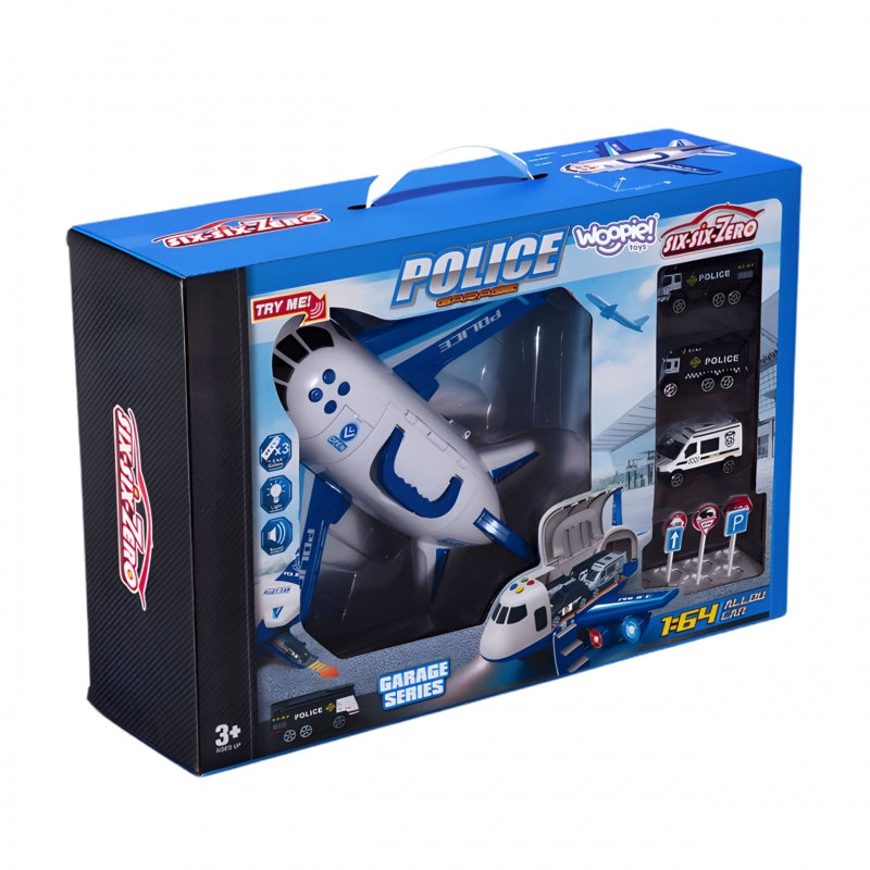 Atidaromas XL policijos lėktuvas su transporto priemonėmis WOOPIE