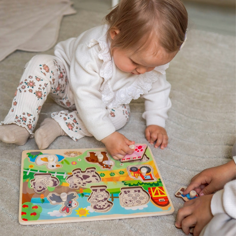 Medinė Montessori fermos dėlionė WOOPIE GREEN