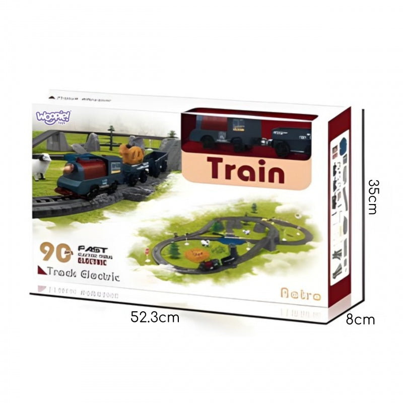 Elektrinis XXL traukinio rinkinys su bėgiais 90 vnt. WOOPIE