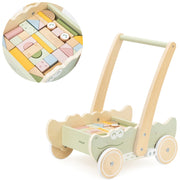 Medinis stumiamas vėžimėlis su statybiniais blokais, Viga