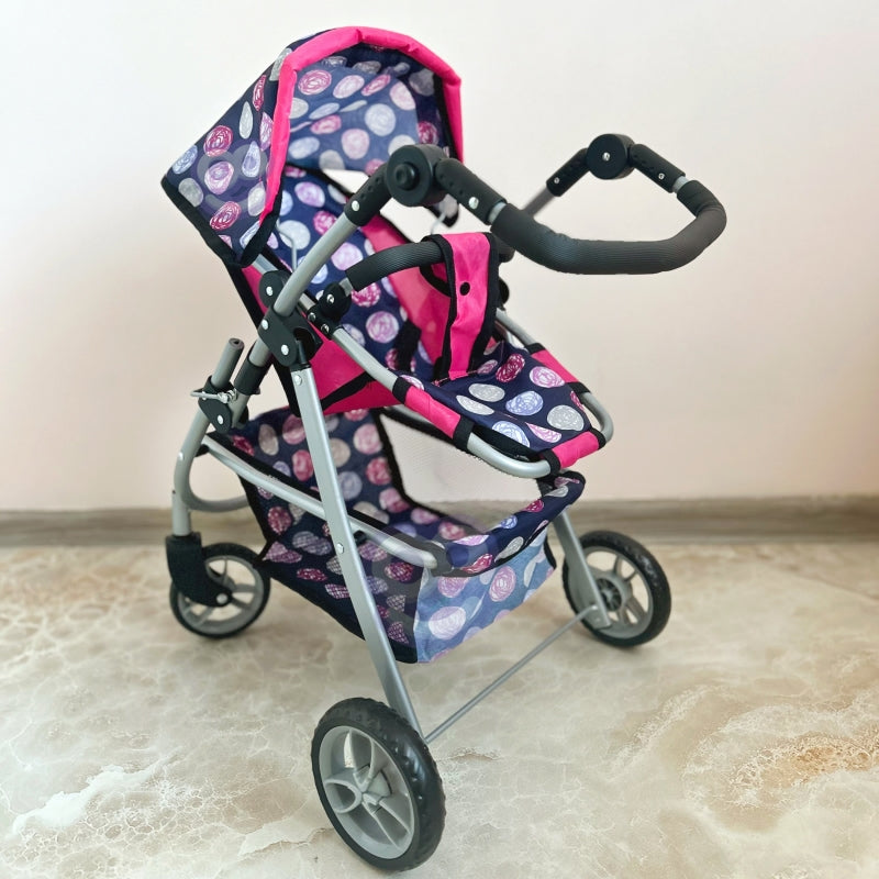 Žaislinis lėlių vežimėlis 4 ratai, WOOPIE