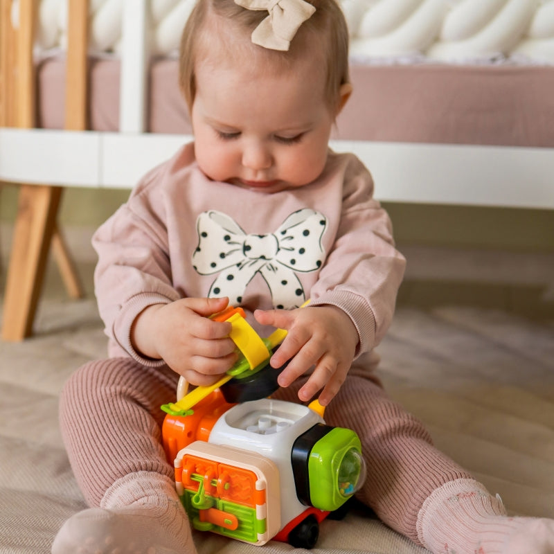 Montessori manipuliacinis automobilis katinas, oranžinis, Woopie Baby