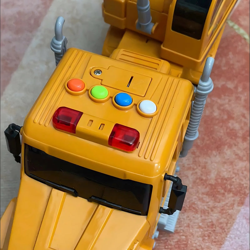 Žaislinis sunkvežimis su kranu ir garso bei šviesos efektais, geltonas, WOOPIE