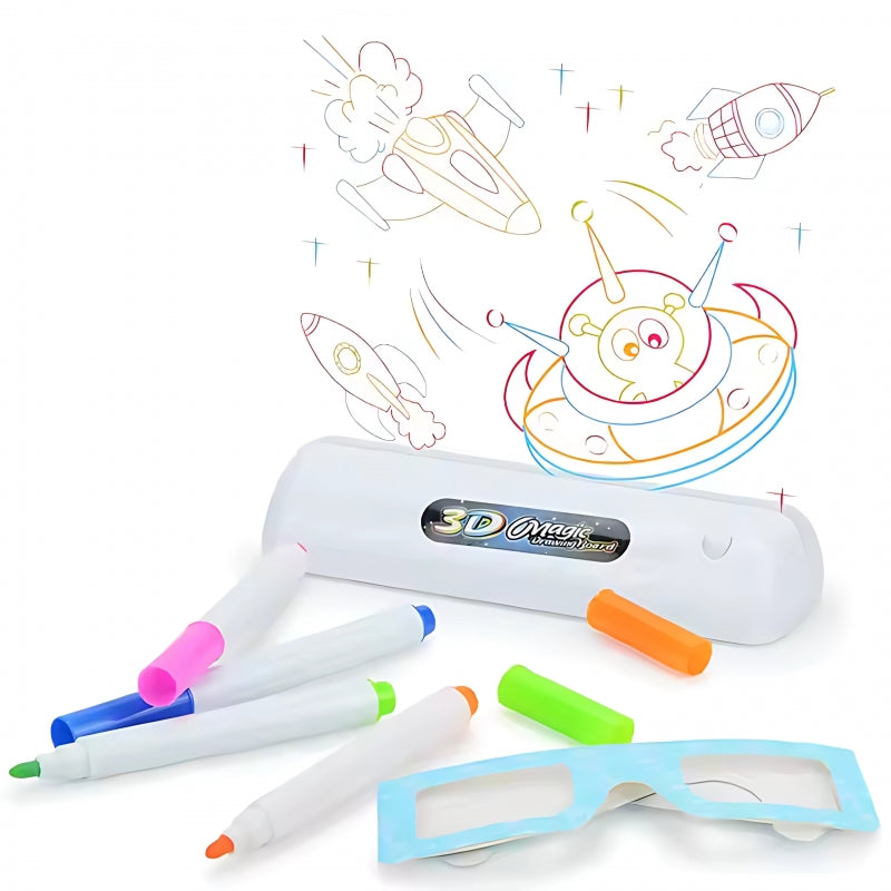 Šviečianti  piešimo lenta vaikams su 3D akiniais, WOOPIE