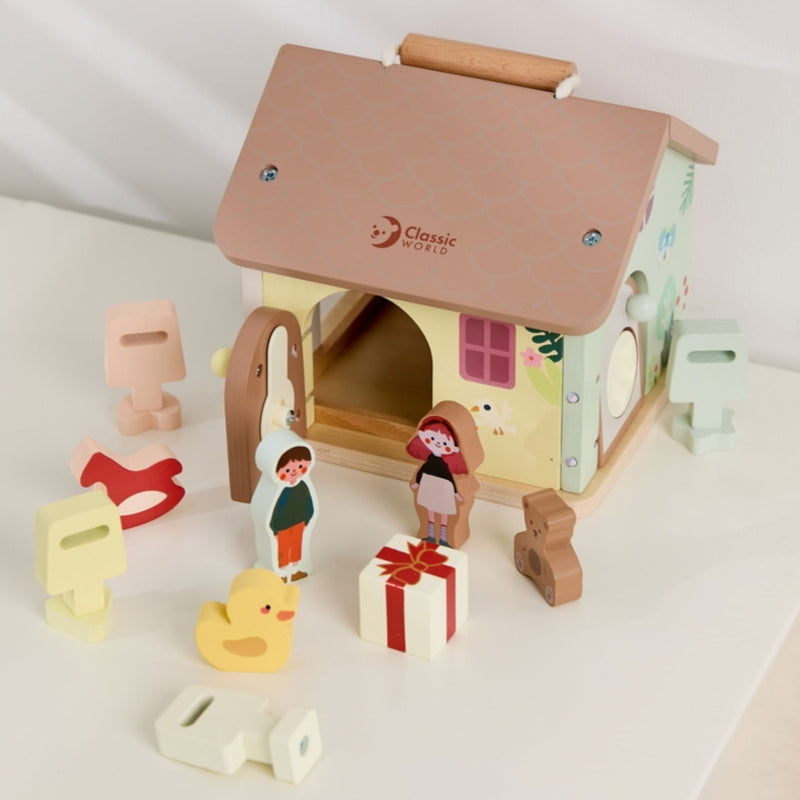 Medinis sensorinis edukacinis namelis su spynomis ir raktais, 11 el., CLASSIC WORLD