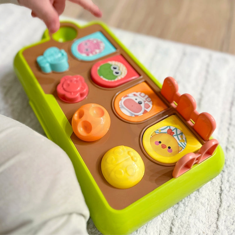 Edukacinis žaislas iššokantis gyvūnai, geltona, WOOPIE