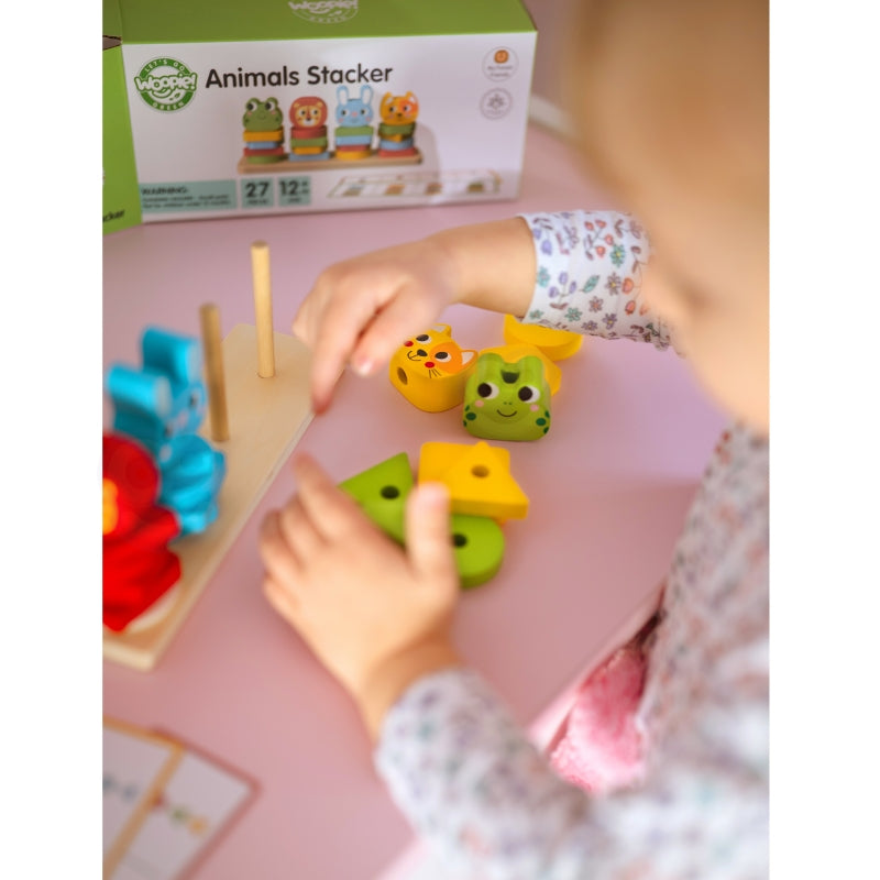 Medinė Montessori gyvūnų dėlionė 27 el. WOOPIE GREEN