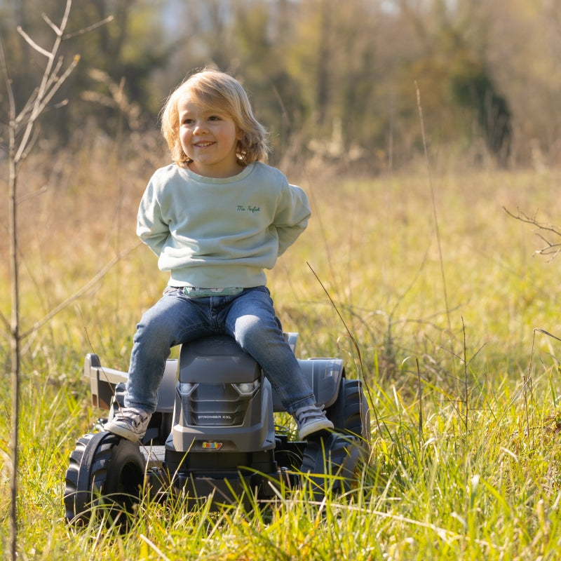 Traktorius su pedalais su priekaba XXL, pilkas,  Smoby