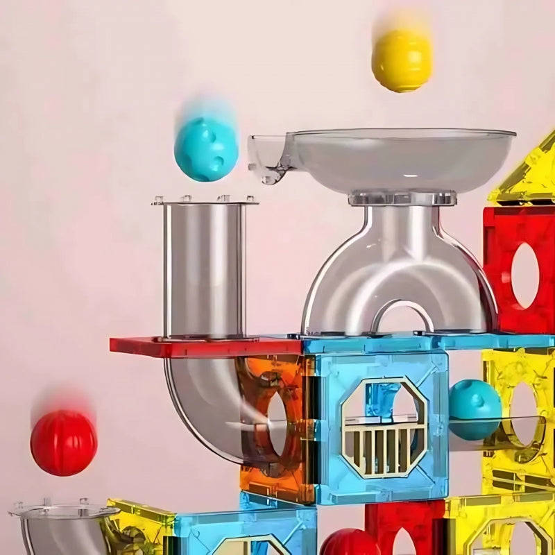 Magnetinis 3D kamuoliukų trasos rinkinys vaikams 113 vnt., WOOPIE