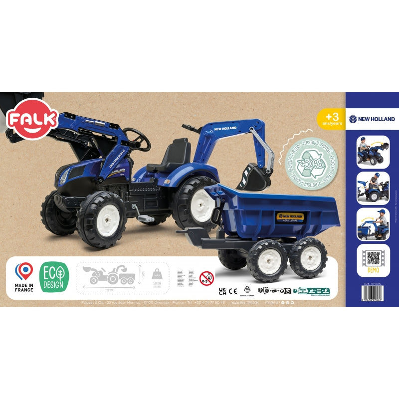 Minamas traktorius  New Holland su priekaba Falk