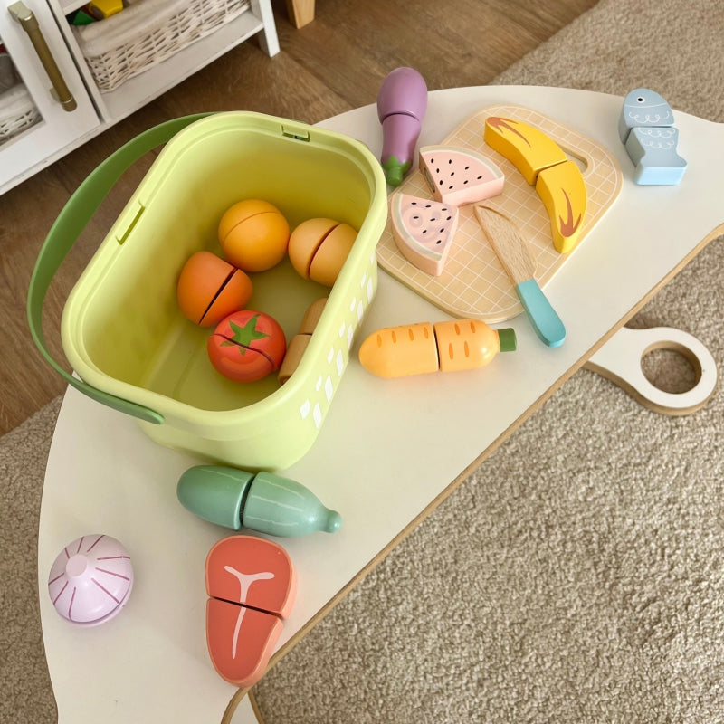 Pjaustomas medinis maisto rinkinys „Daržovės ir vaisiai“ TOOKY TOY