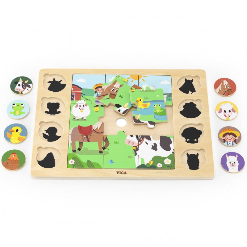 Medinė dėlionė 17 el, ūkio gyvūnai, VIGA
