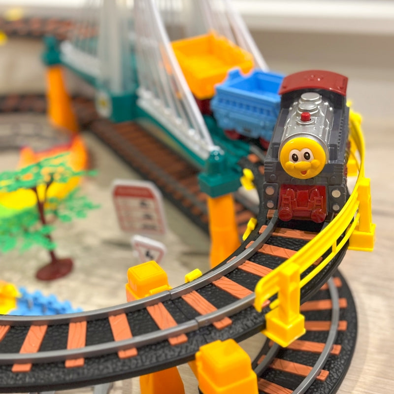 Trasa elektrinis geležinkelis 2in1 su automobiliu XXL 192 el. WOOPIE