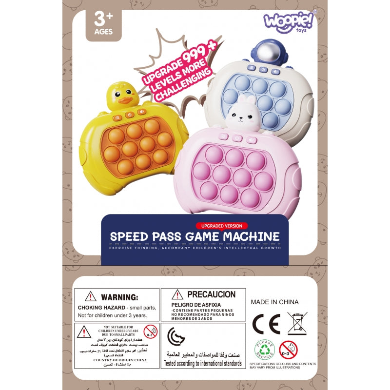 Arkadinis antistresinis žaidimas POP IT su garso efektais, WOOPIE, viščiukas, geltonas