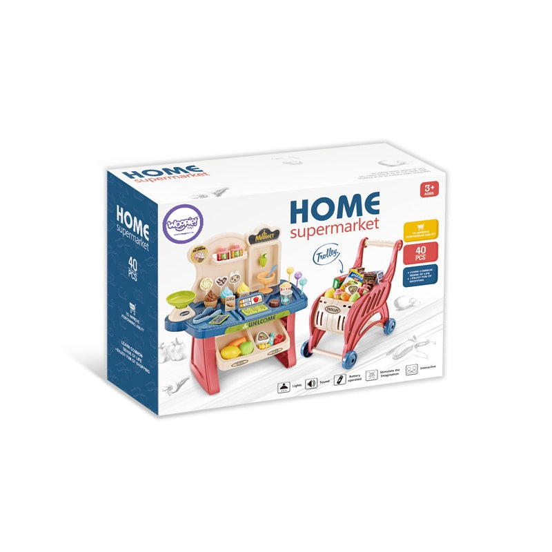 Vaikiška saldainių parduotuvėlė su vežimėliu ir priedais 40 vnt.