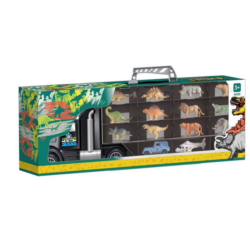 Sunkvežimio su transporto priemonėmis ir dinozaurais rinkinys, WOOPIE