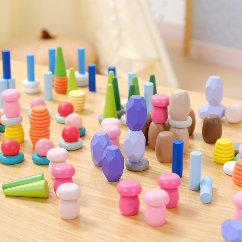 Montessori mediniai mokomieji blokai dėlionė, 141 vnt. VIGA