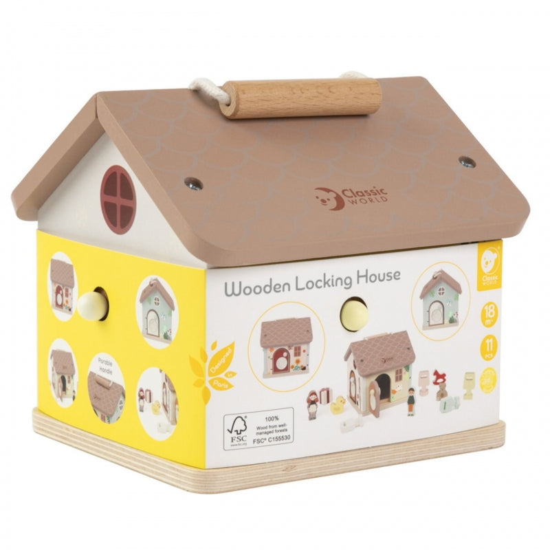 Medinis sensorinis edukacinis namelis su spynomis ir raktais, 11 el., CLASSIC WORLD