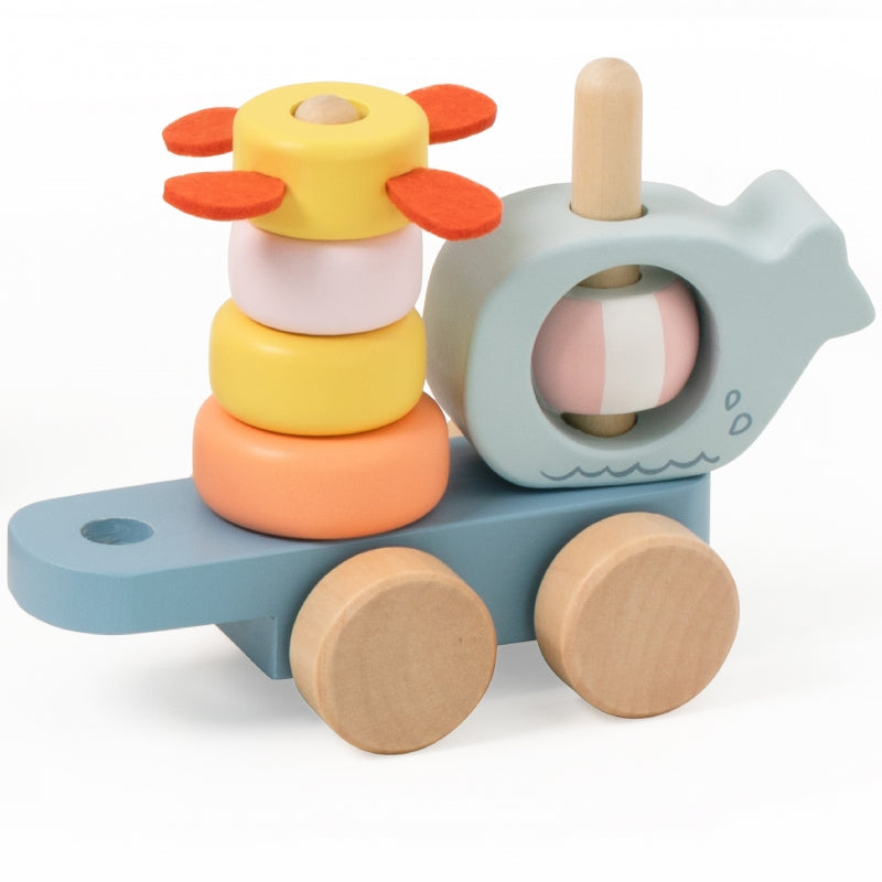 Medinis Montessori lavinamasis traukinukas, mėlynas, CLASSIC WORLD