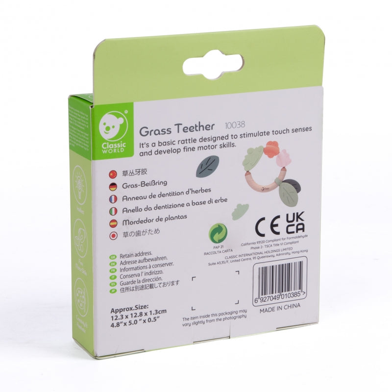 Medinis sensorinis barškutis-kramtukas 2in1, CLASSIC WORLD