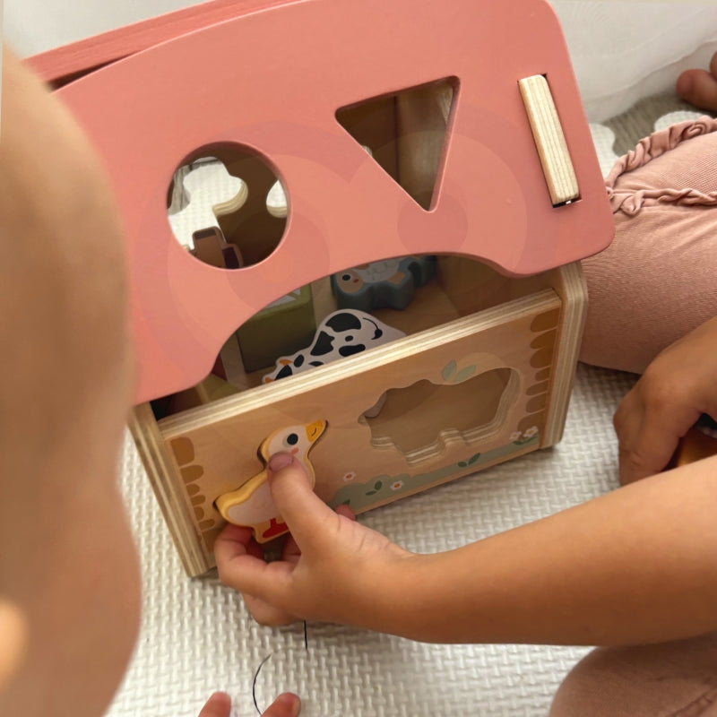 Medinis formų ir spalvų rūšiuoklis „Ūkis“, 13 el., WOOPIE GREEN