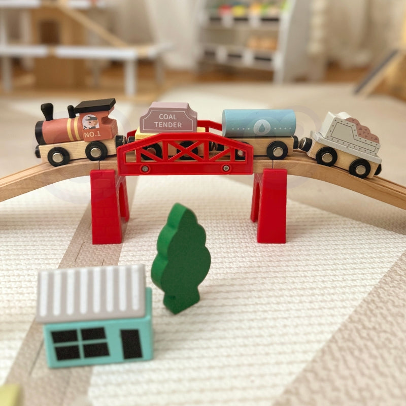 Medinių traukinių ir vagonų rinkinys dežutėje, Tooky Toy