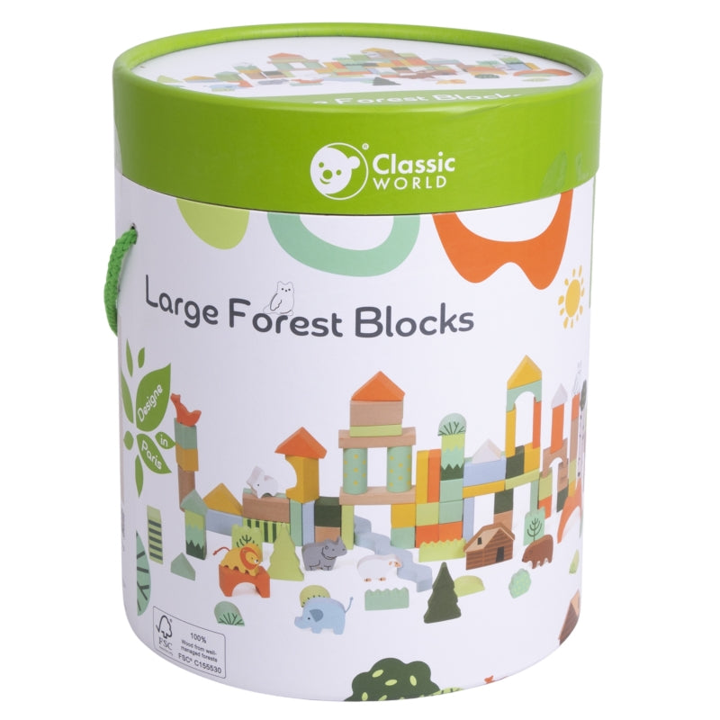 Medinių kaladėlių rinkinys “Miško pasaulis” 100 vnt., CLASSIC WORLD