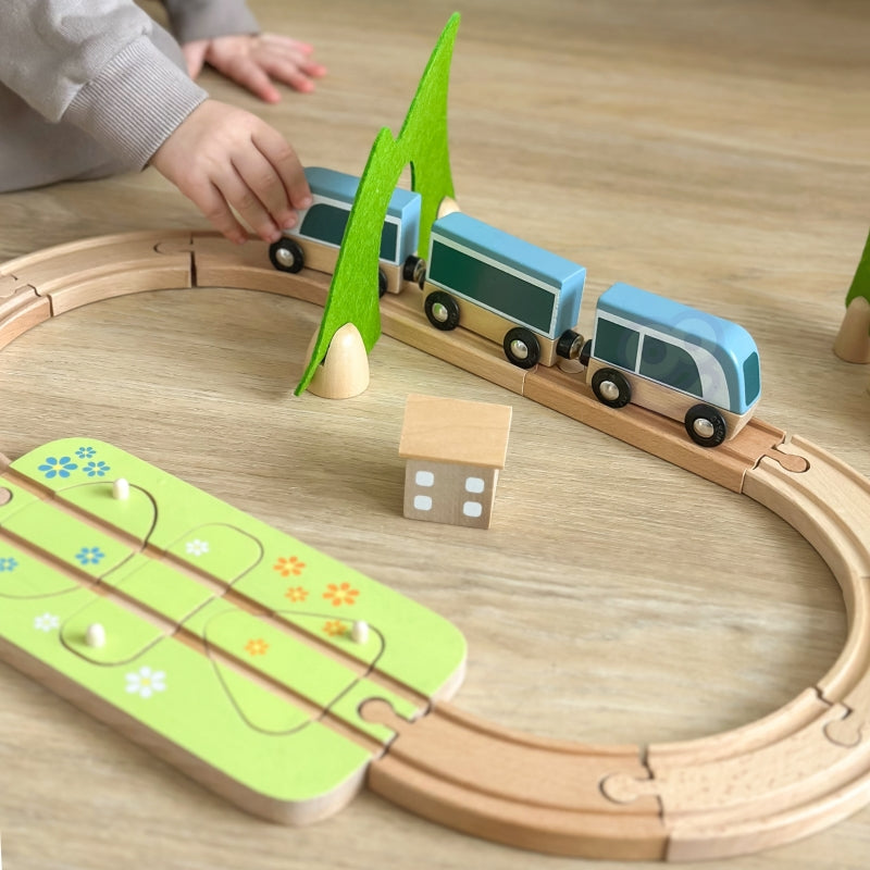 Medinis traukinio rinkinys 40 el, CLASSIC WORLD