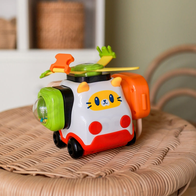 Montessori manipuliacinis automobilis katinas, oranžinis, Woopie Baby