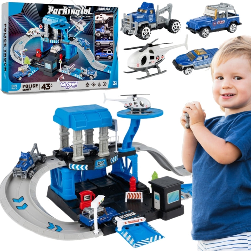 Daugiaaukštė policijos automobilių stovėjimo aikštelė su priedais 43 vnt. WOOPIE