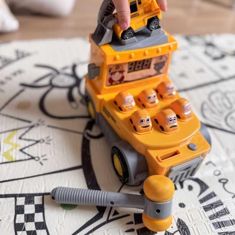 Interaktyvus statybinis sunkvežimis su žaidimu “Whack-a-Mole“, geltonas, WOOPIE