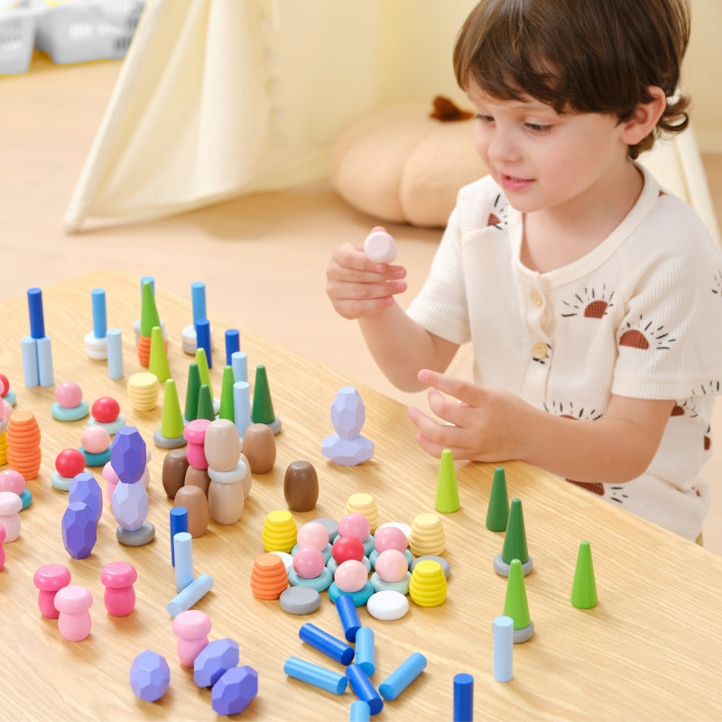 Montessori mediniai mokomieji blokai dėlionė, 141 vnt. VIGA