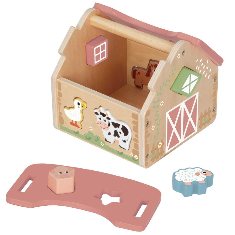 Medinis formų ir spalvų rūšiuoklis „Ūkis“, 13 el., WOOPIE GREEN