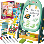 Dvipusė pastatoma magnetinė piešimo lenta "Pingvinas" 57 el., mėlyna WOOPIE