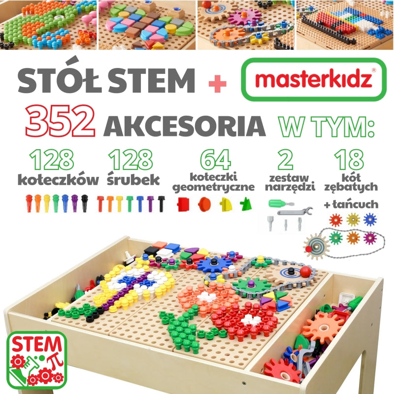 Medinis STEM mokymosi stalas vaikams su priedais, MASTERKIDZ