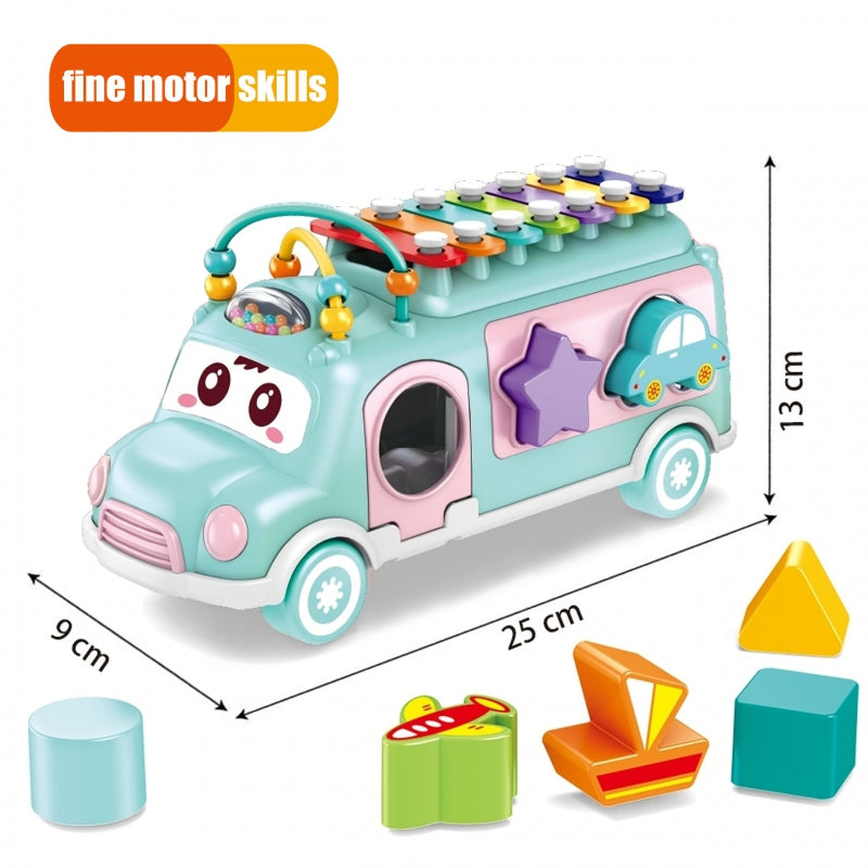 Edukacinis muzikinis automobilis rūšiuoklis su metalofonu, žalias, WOOPIE BABY