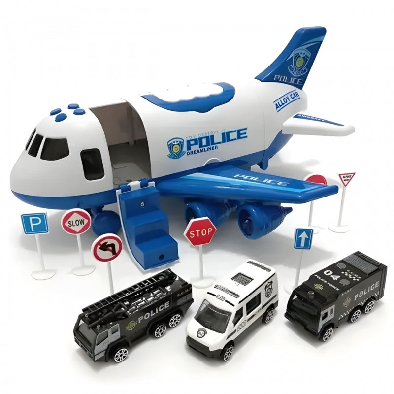 Atidaromas XL policijos lėktuvas su transporto priemonėmis WOOPIE