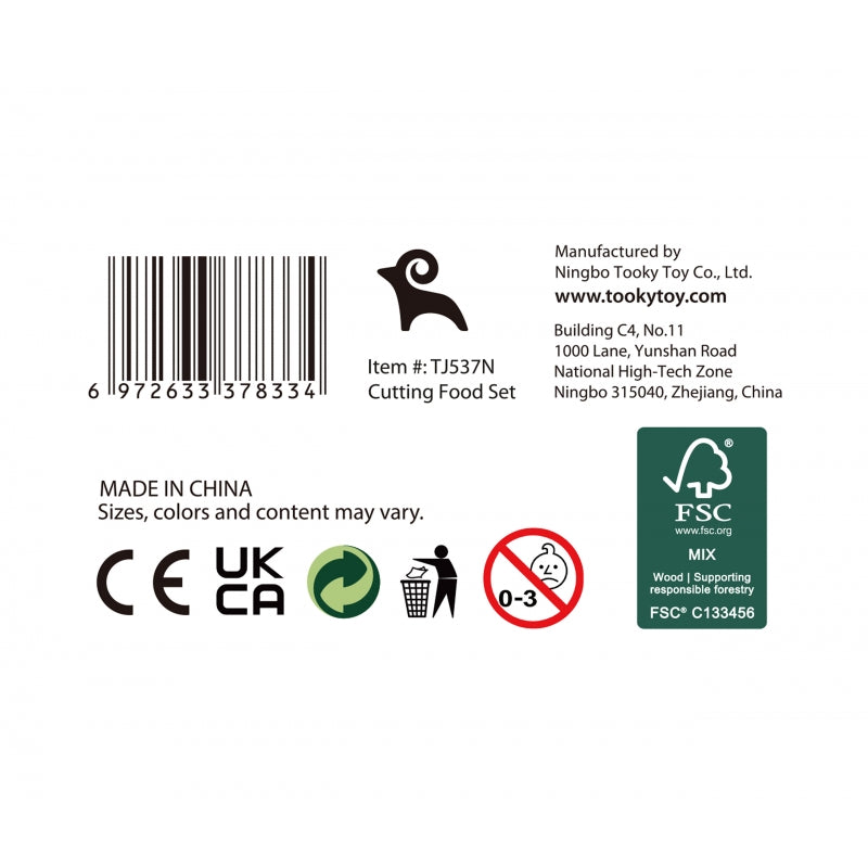 Pjaustomas medinis maisto rinkinys „Daržovės ir vaisiai“ TOOKY TOY