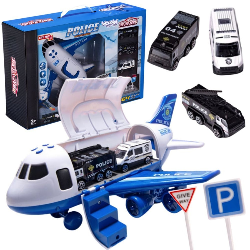 Atidaromas XL policijos lėktuvas su transporto priemonėmis WOOPIE