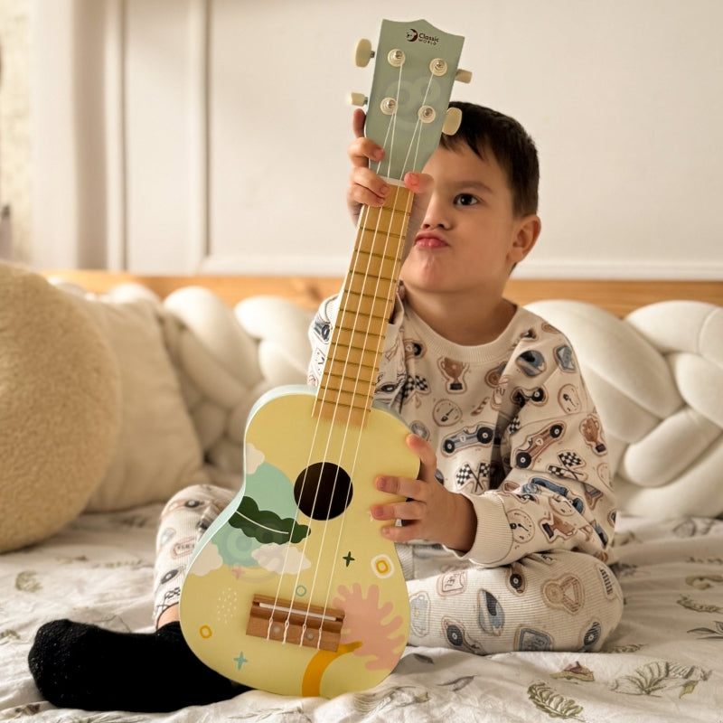 Medinė, vaikiška ukulėlė CLASSIC WORLD, rožinė