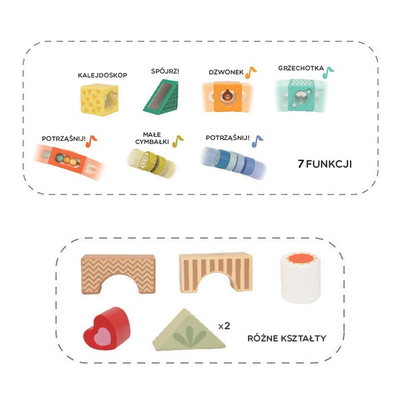 Medinės sensorinės MONTESSORI kaladėlės 14 el., CLASSIC WORLD