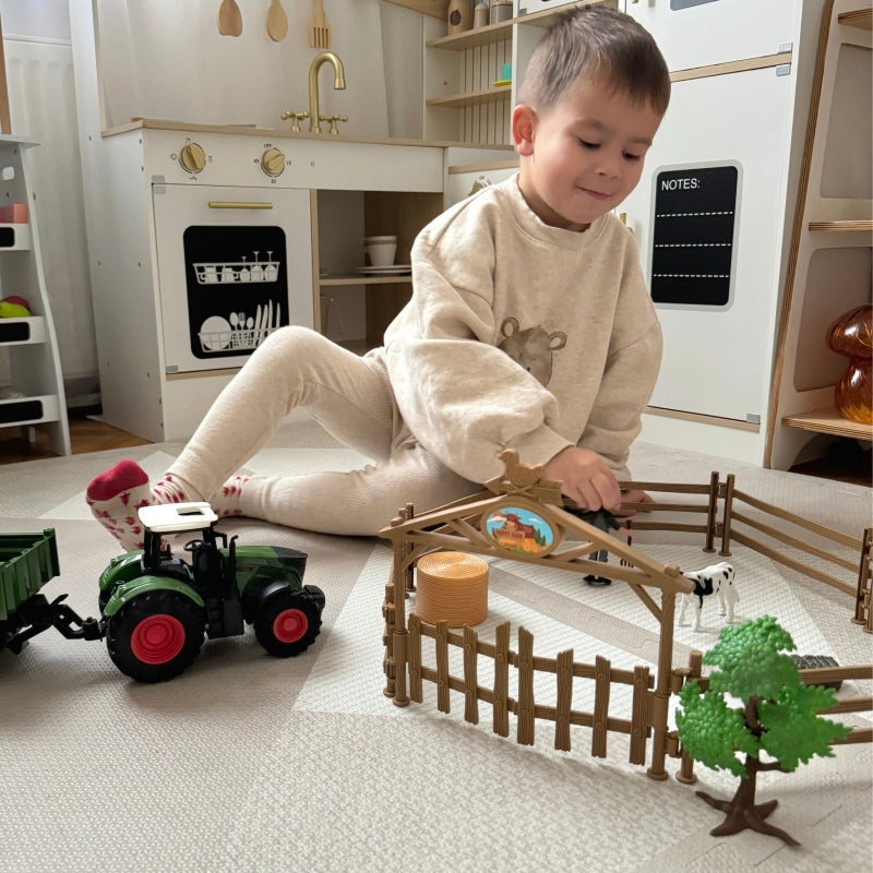 Žaislinis mini fermos rinkinys su traktoriumi, WOOPIE