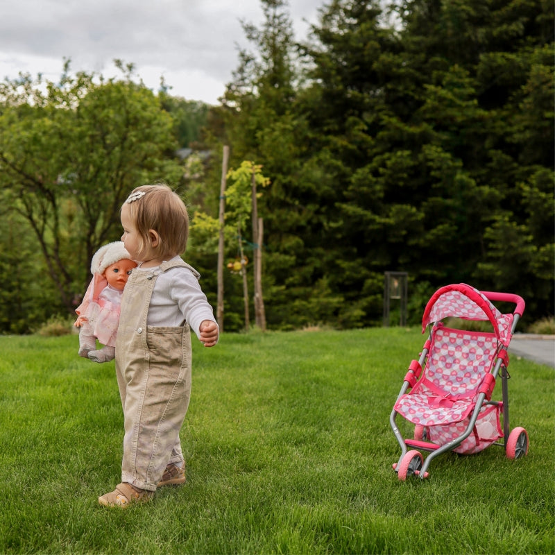 Triratis vežimėlis lėlėms, rožinis, WOOPIE