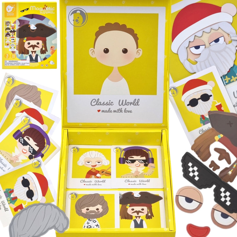 Medinė magnetinė dėlionė „Papuošk berniuką“ 32 detalės, Woopie