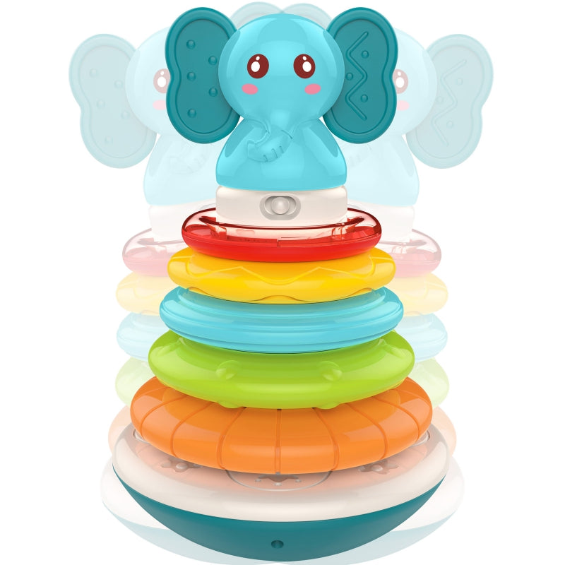 Interaktyvus piramidės formos bokštas su šviesos ir garso efektais, WOOPIE, drambliukas