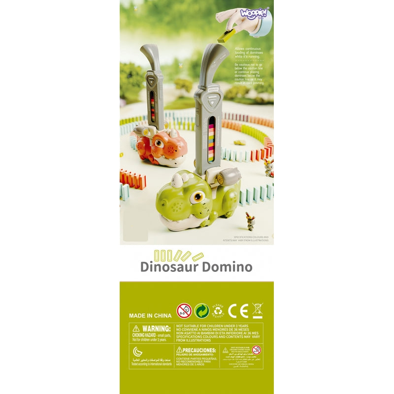 Dinozaurų domino žaidimas su garso ir šviesos efektais, oranžinis, WOOPIE