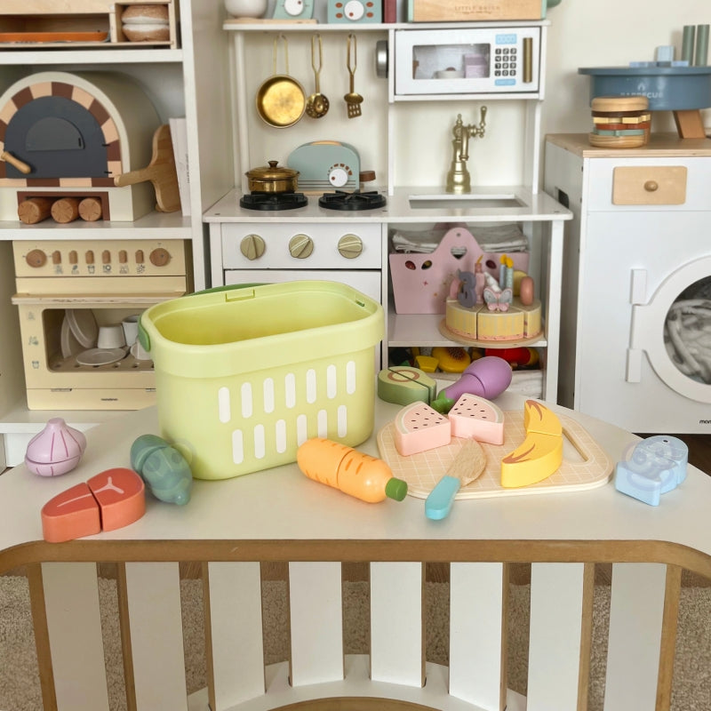 Pjaustomas medinis maisto rinkinys „Daržovės ir vaisiai“ TOOKY TOY